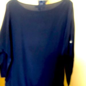 DKNY Navy blue adjustable sleeve blouse